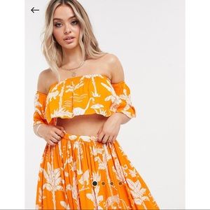 ASOS DESIGN Beach Jungle Tropic Top + Skirt Set